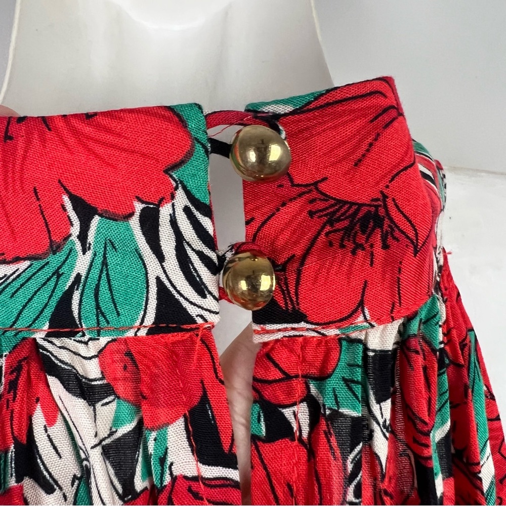 Ebby & I Midi Dress Floral Red Poppy Halter Neck Tie Waist Boho Size S 8 - Picture 11 of 16